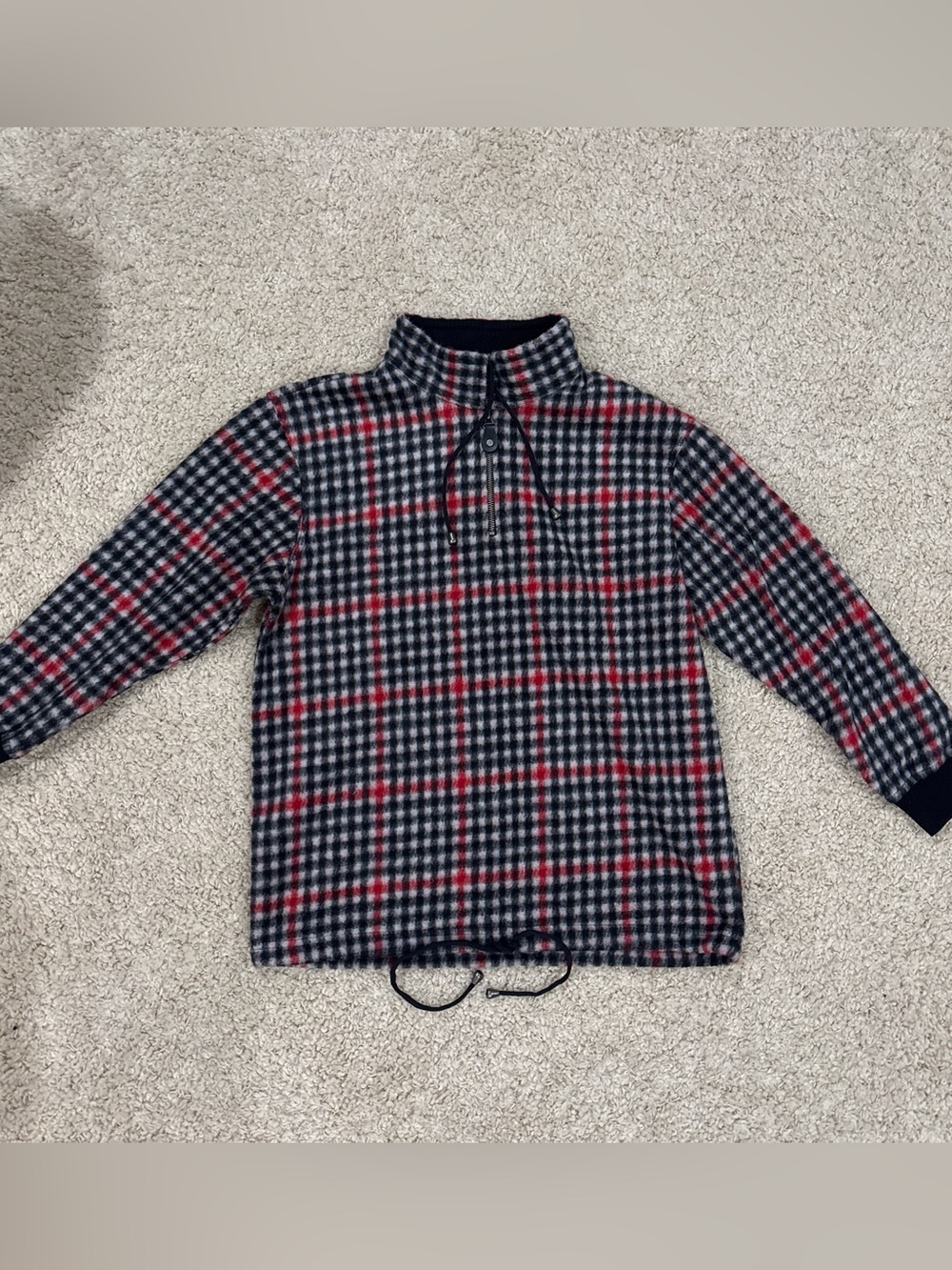 Vintage Liz Claiborne Liz & Co. Women’s Petite Plaid Fleece Quarter Zip Pullover
